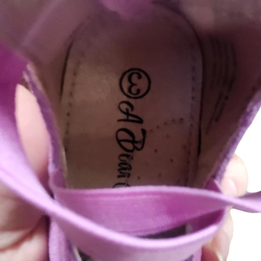 A Bear Co Toddler Size 3‎ Purple Glitter Ballerina Flat Ankle Cross Strap